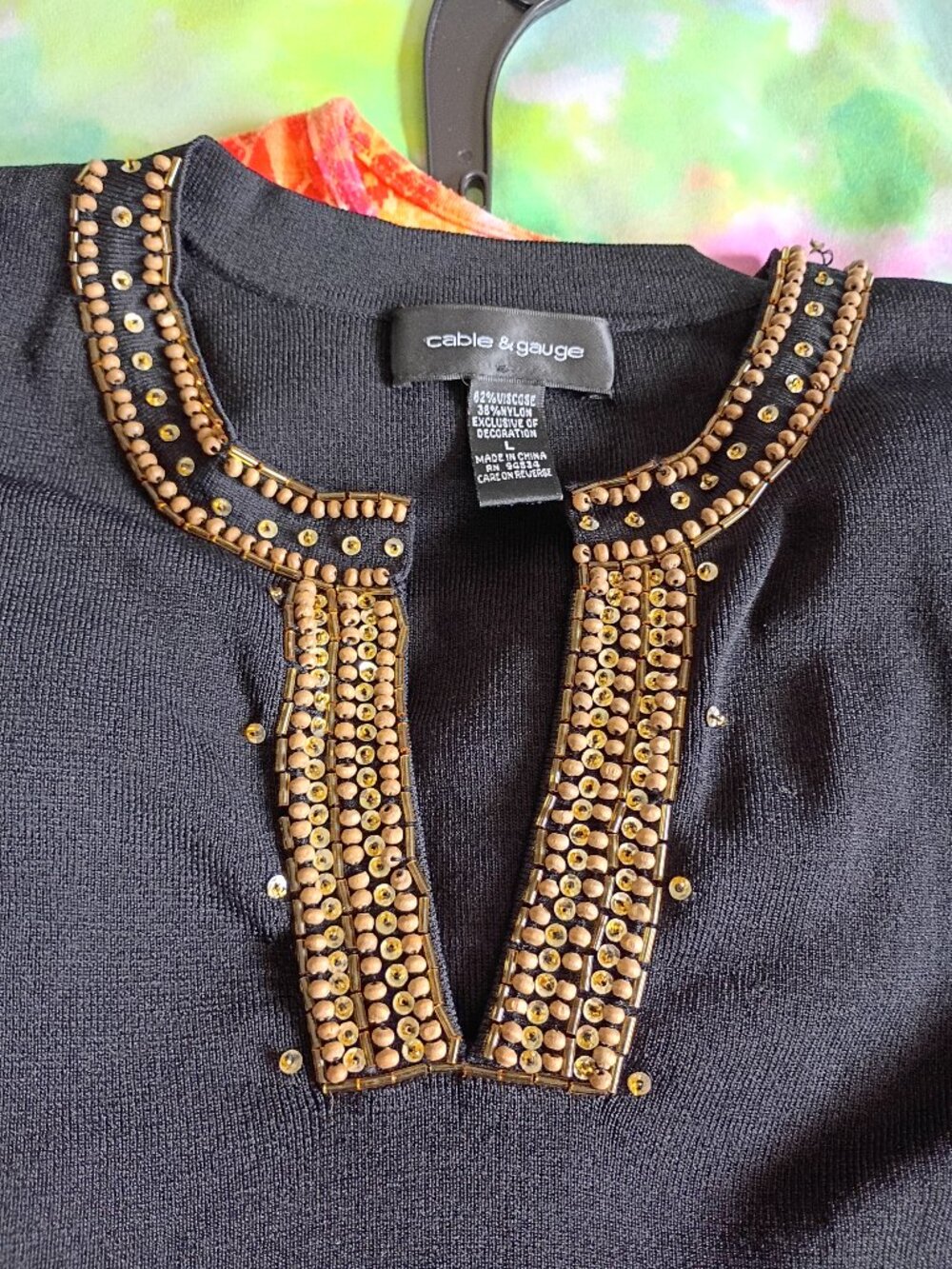 Cable & Gauge Sleeveless Beaded Top Size L
